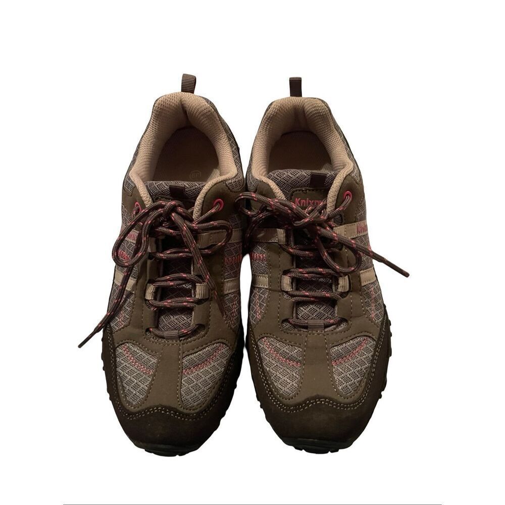 Knixmax Womens Gray Pink Black Lightweight Non-Slip Outdoor Hiking Shoes Size 8